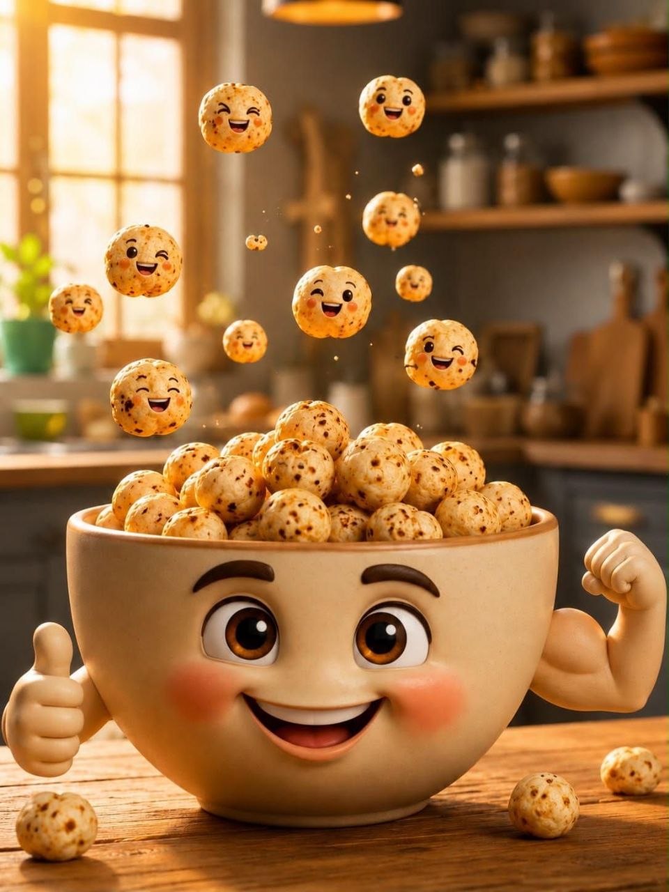 A playful bowl filled with roasted makhana
